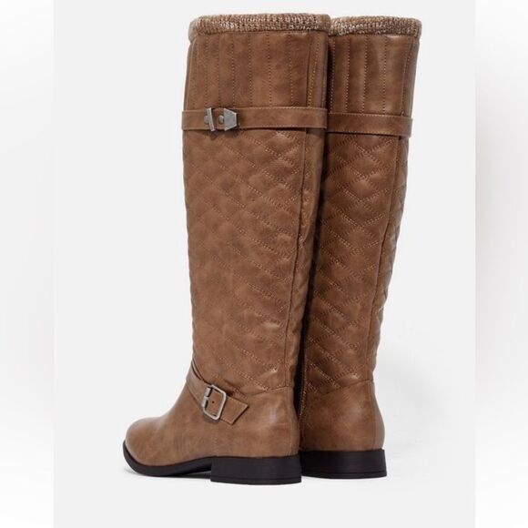 Just Fab Brown Knee Quilted Boots - Picture 15 of 16